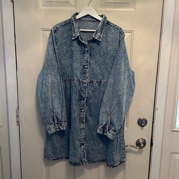 Denim Long Sleeve Dress - Picture 1 of 3